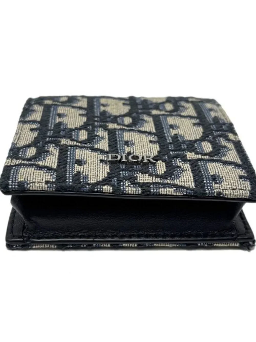 Dior Boxshape Coin Purse White Jacquard Navy Beige Black